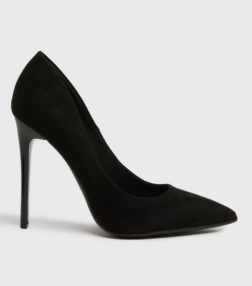 black suede pointed heels