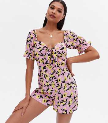 Lilac Floral Tie Front Playsuit