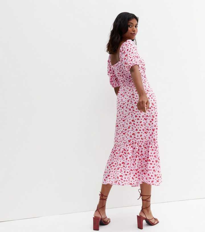 Pink Floral Square Neck Ruffle … curated on LTK