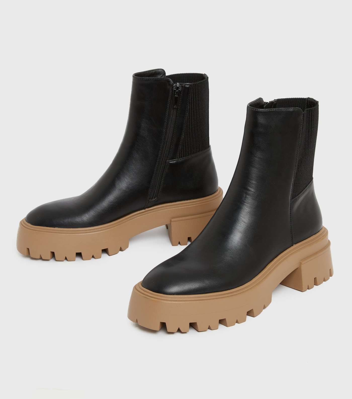 Black Contrast Sole Chunky Chelsea Boots Image 3