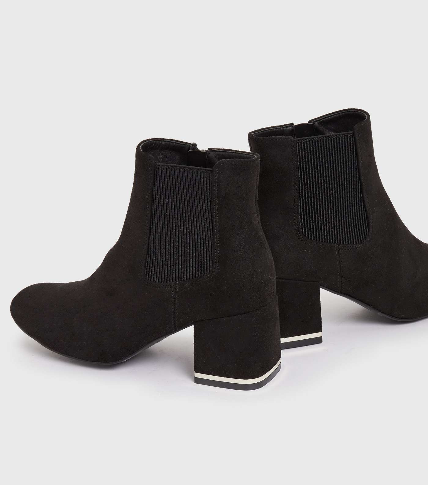 Black Suedette Block Heel Sock Boots Image 4