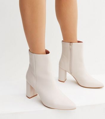 White Faux Leather Ankle Boots with Heels | Dressed in Lucy