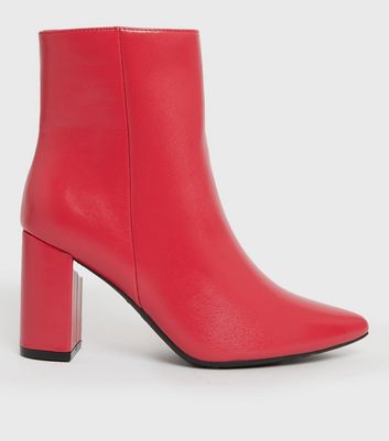 ankle boots red leather