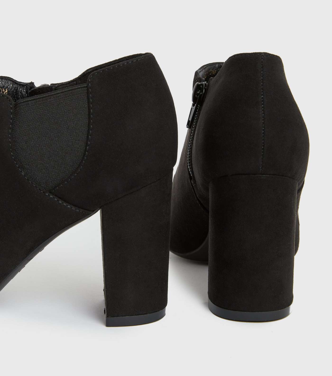 Extra Wide Fit Black Suedette Block Heel Shoe Boots Image 4
