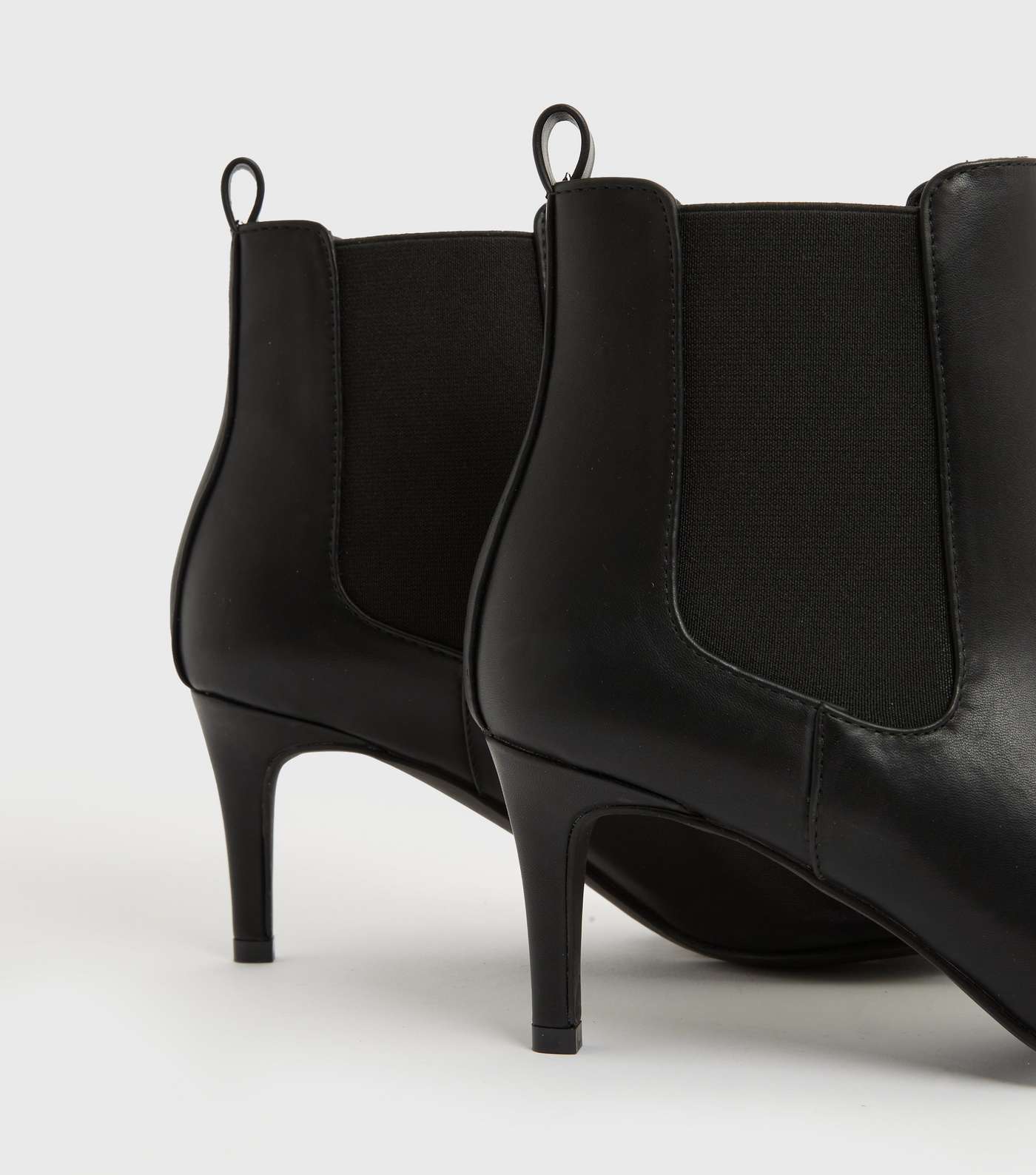 Black Leather-Look Stiletto Chelsea Shoe Boots Image 4