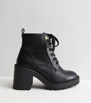 Lace up sale block boots