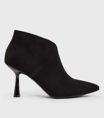 Black Suedette Stiletto Heel Shoe Boots
