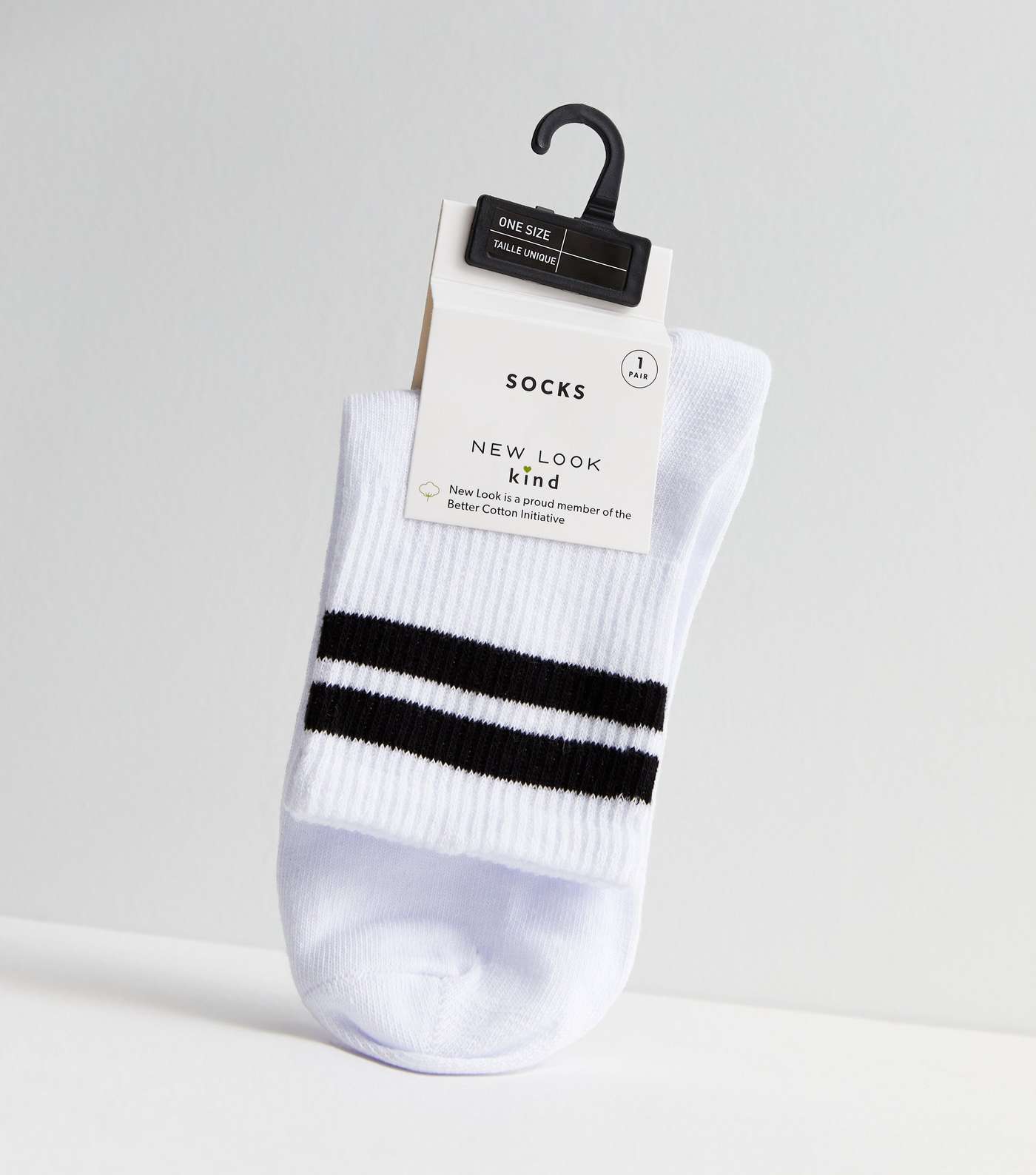 White Double Sports Stripe Socks Image 3