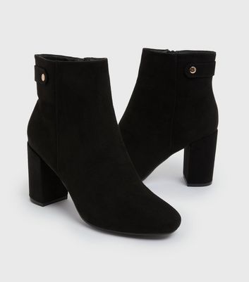 Black suede 2025 booties block heel