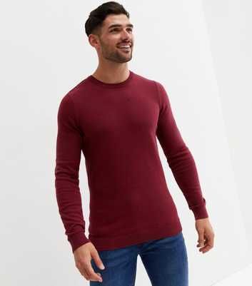 Burgundy Fine Knit Crew Neck Muscle Fit Jumper