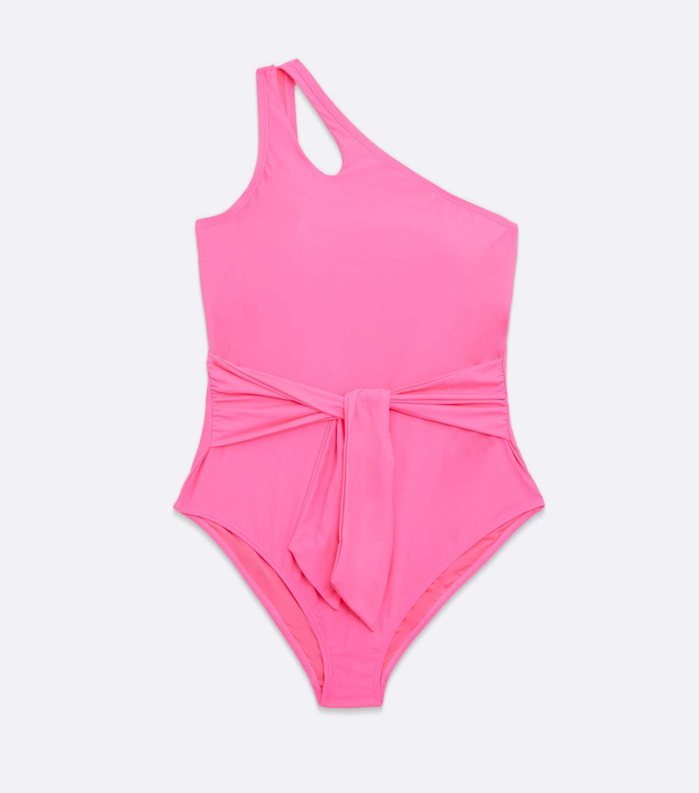 Beach Babe Bright Pink One Shoulder Swimsuit Image 7