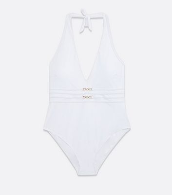 white halter swim