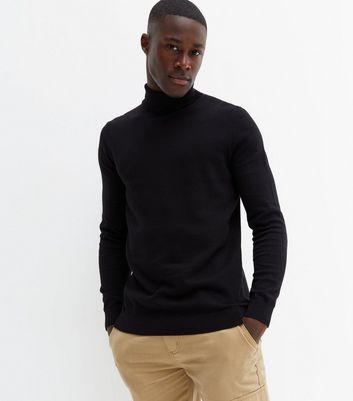 Black Roll Neck Slim Fit Jumper New Look