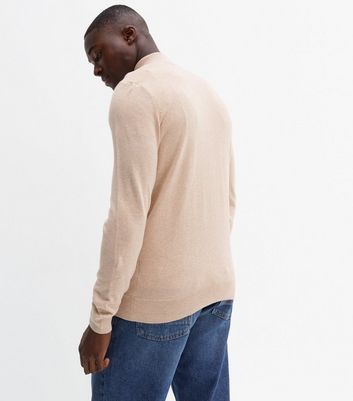 Cream Zip Funnel Neck Slim fit Jumper 