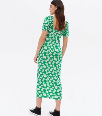 Click to view product details and reviews for Green Floral Sweetheart Split Midi Dress New Look.