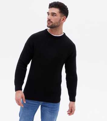 Black Fine Knit Relaxed Fit Crew Neck Jumper