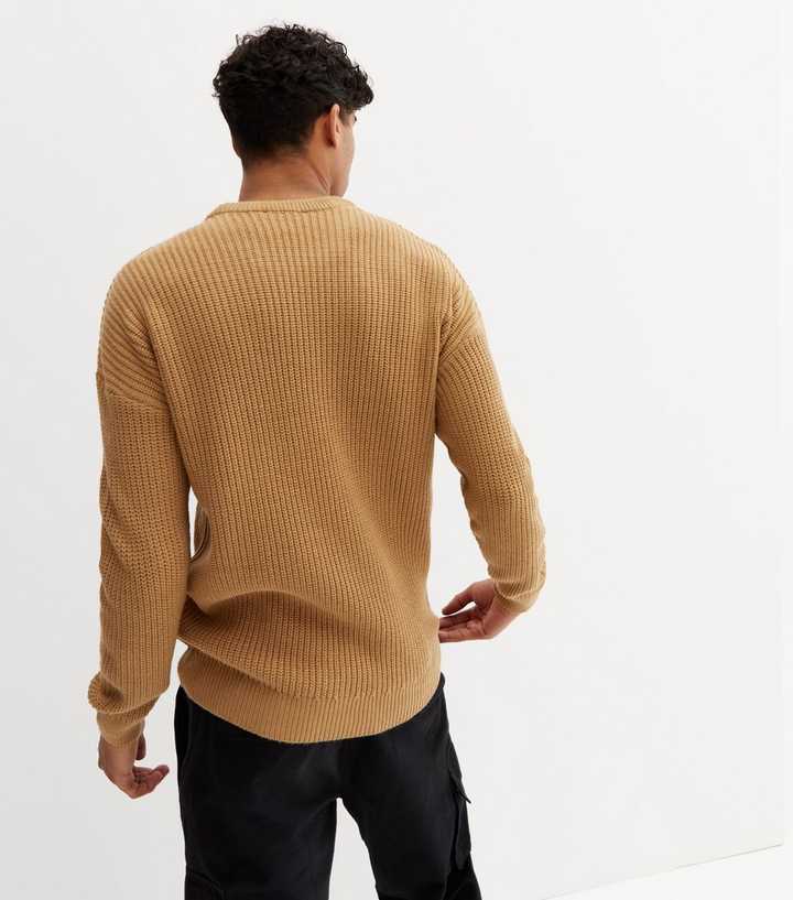 Camel Fine Knit Relaxed Fit Crew Neck Jumper | New Look