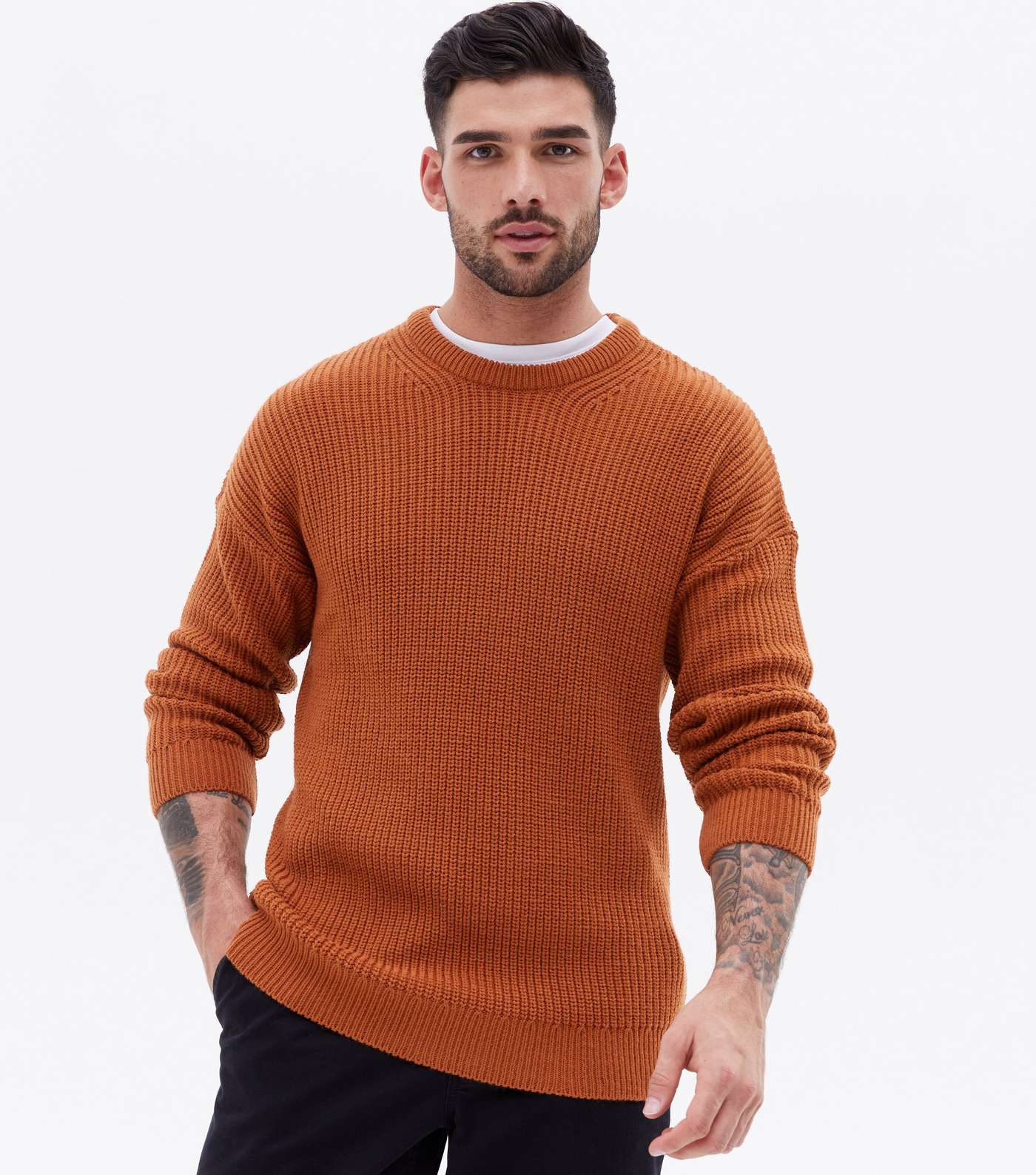 Rust Fine Knit Relaxed Fit Crew Neck Jumper Image 3