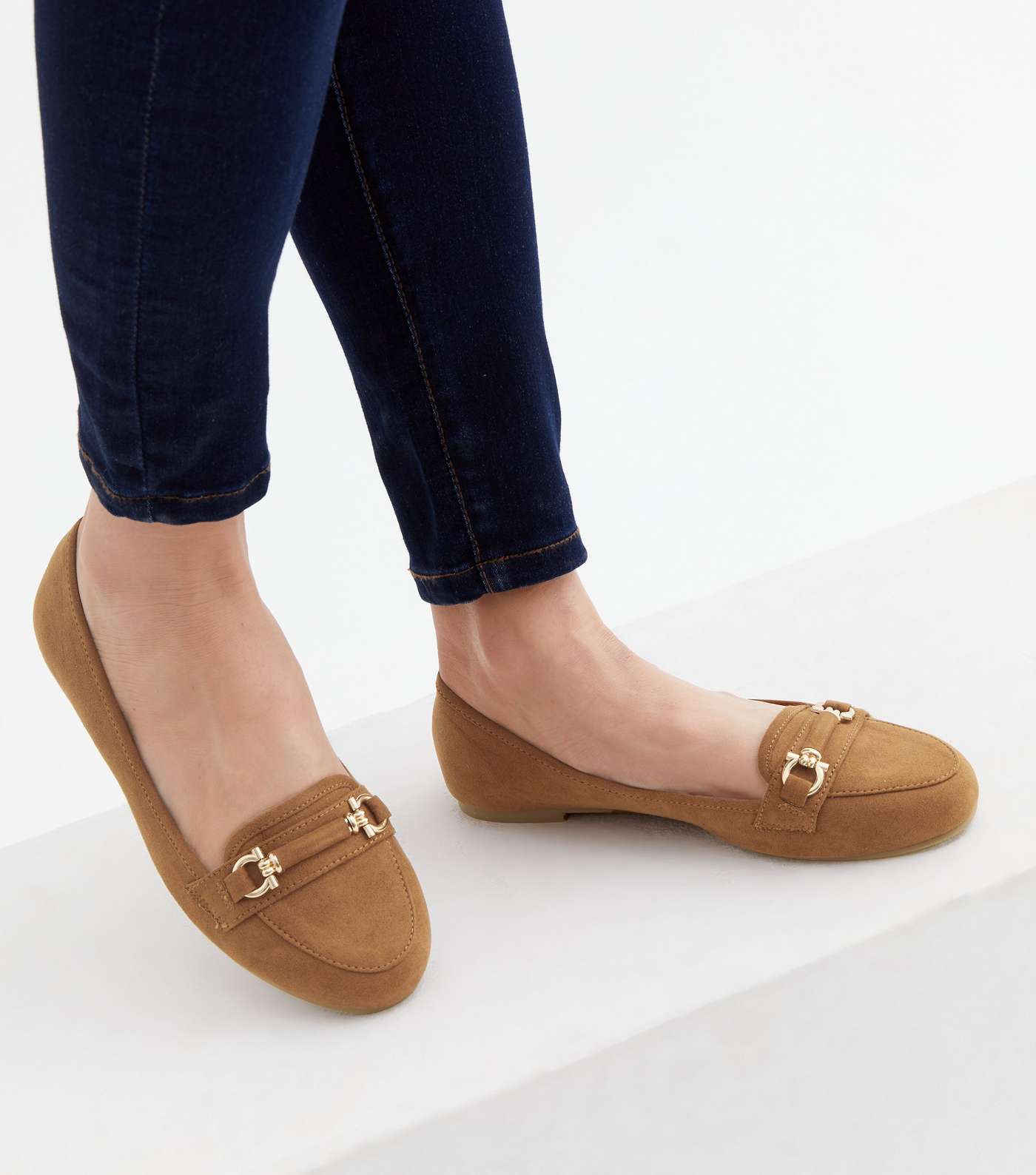 Tan Suedette Bar Loafers Image 2