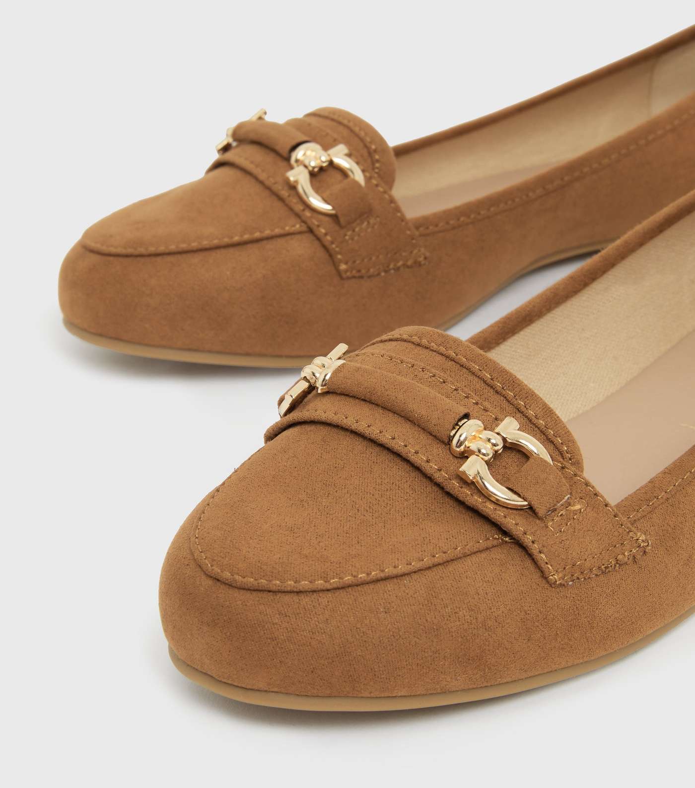 Tan Suedette Bar Loafers Image 4
