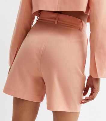 Coral Tailored Long Shorts New Look