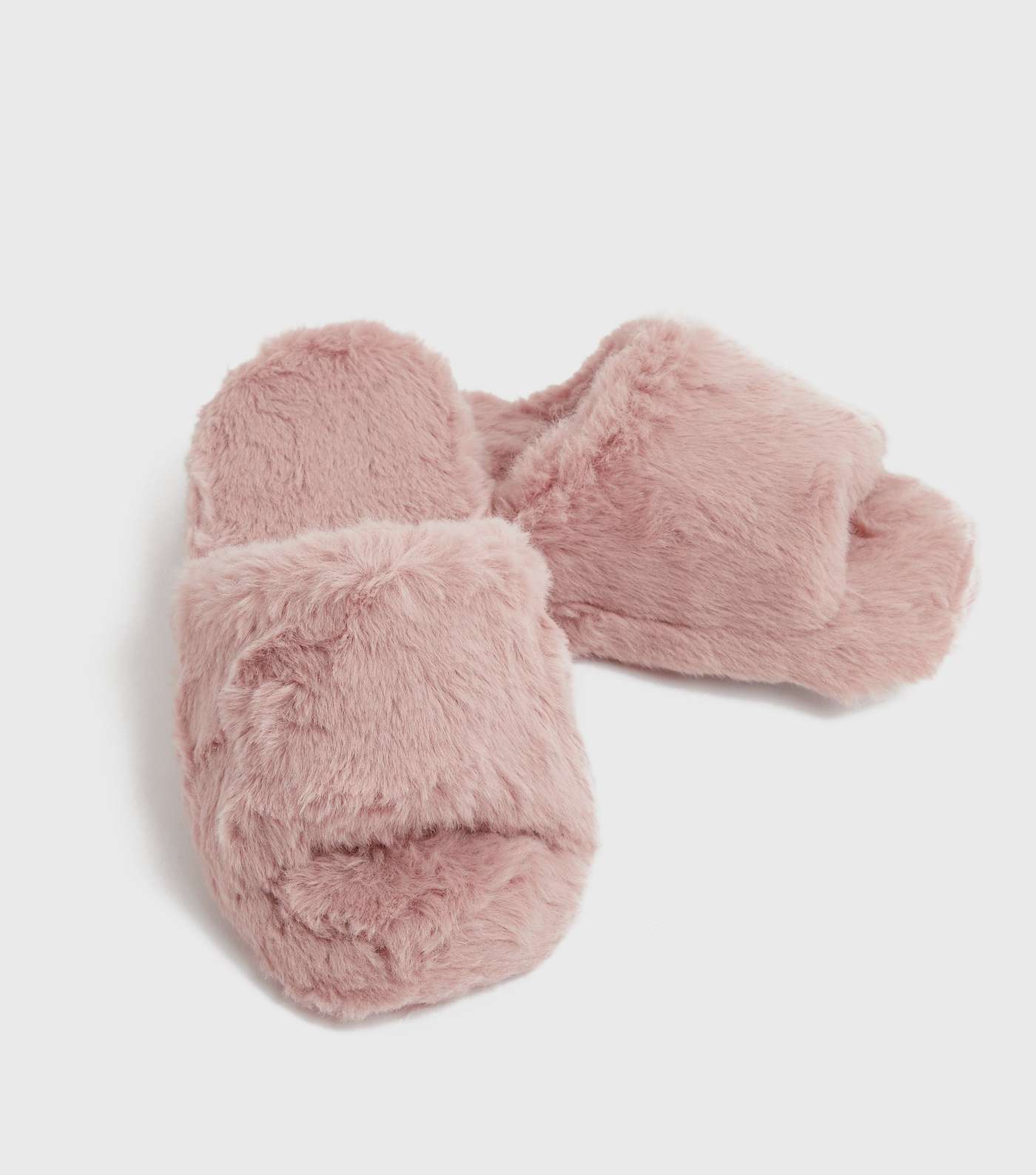 Pink Faux Fur Slider Slippers Image 3