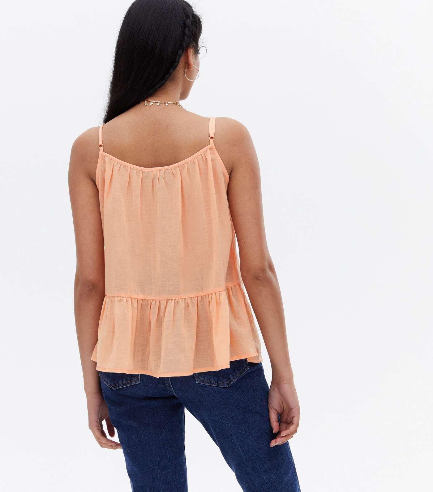 Coral Broderie Frill Peplum Cami Image 4