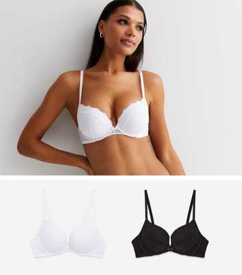 Maternity 2 Pack Black and White Lace Sleep Bras