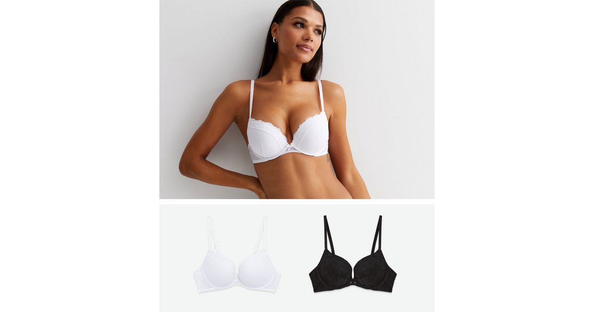 Cotton Blend Push-Up Women's Mother Bra Daily Use, White, Plain at