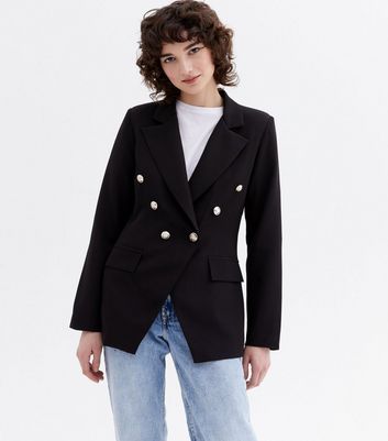 ladies black double breasted blazer