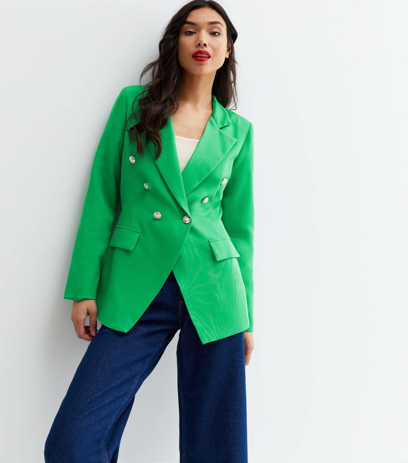 Cameo Rose Green Double Breasted Blazer