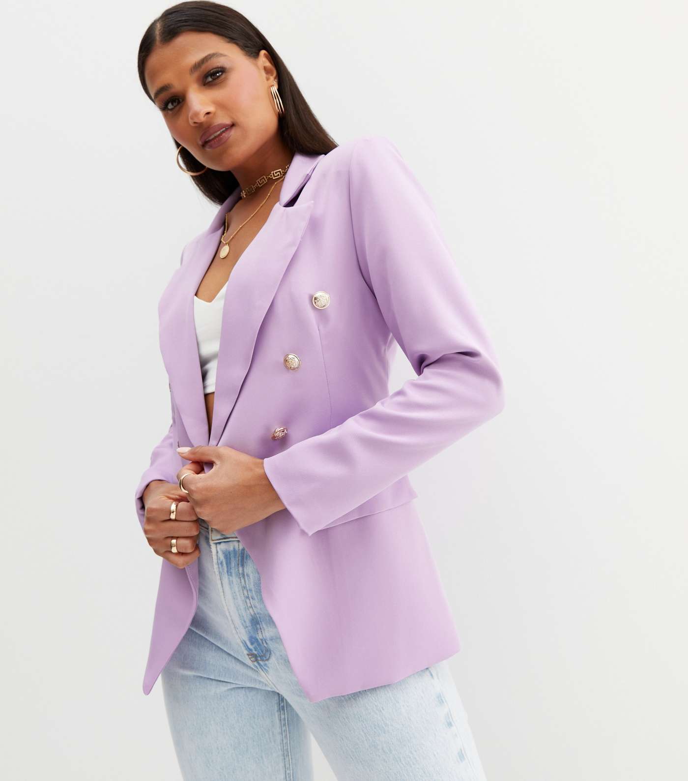 Cameo Rose Lilac Double Breasted Blazer