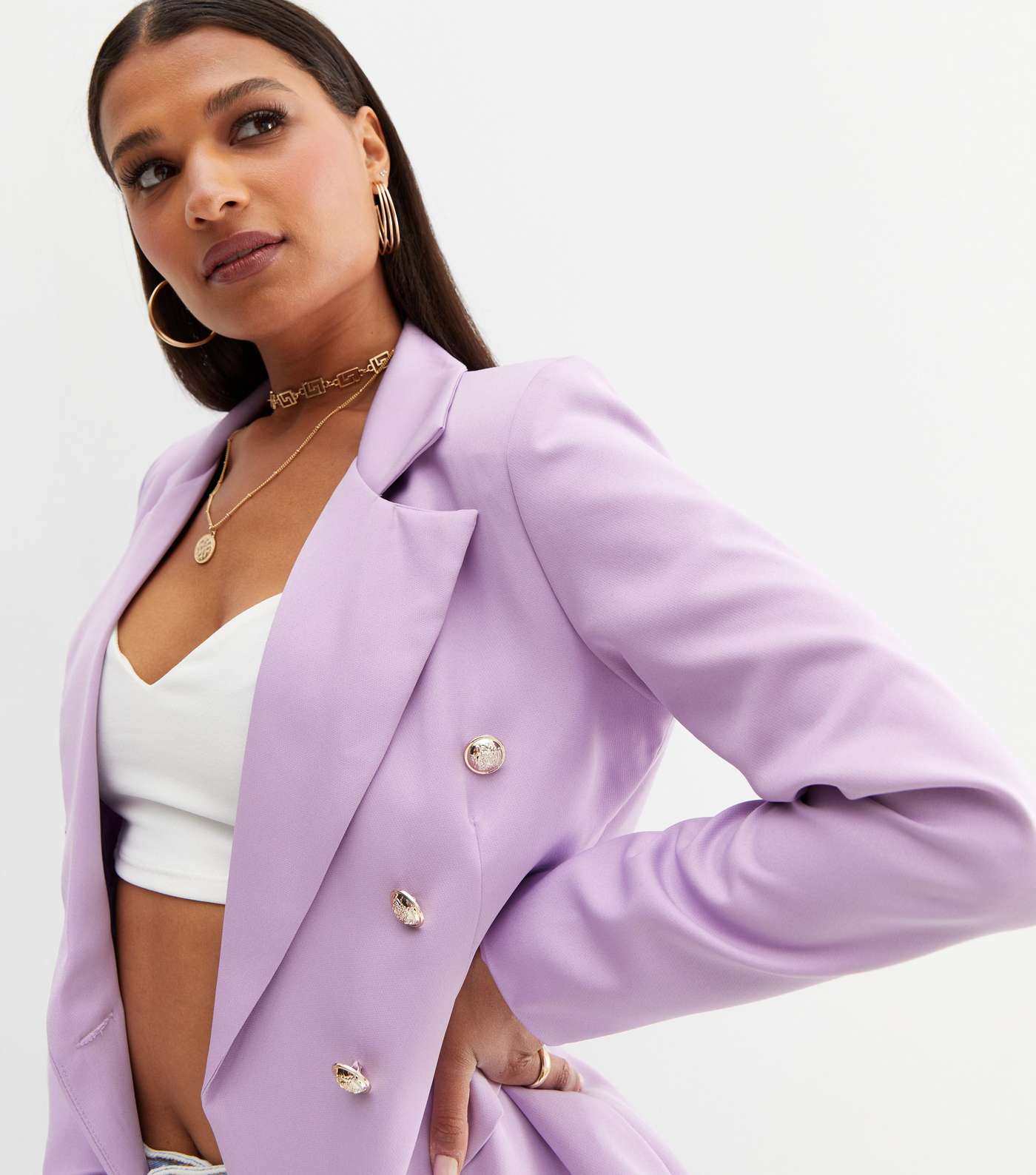 Cameo Rose Lilac Double Breasted Blazer Image 3