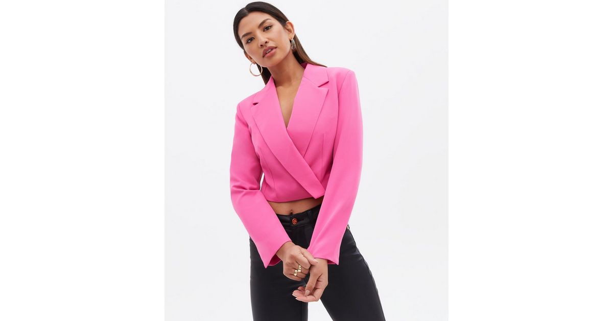 Absolute they shade Cameo Rose Pink Long Sleeve Crop Blazer | New Look