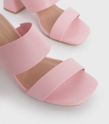 Wide Fit Pink Double Strap Block Heel 