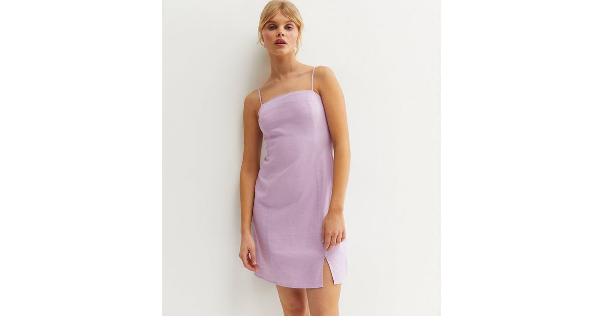 Venroy Womens Dresses  Strapless Tailored Linen Mini Dress Lilac