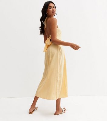 Pale yellow store silk dress