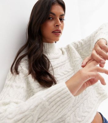 White cable knit sales sweater womens