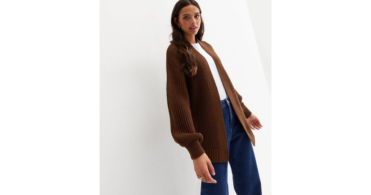 Trendy Puff-Sleeve Knit Cardigan main image 0