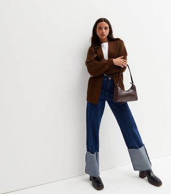 Dark Brown Knit Long Puff Sleeve 