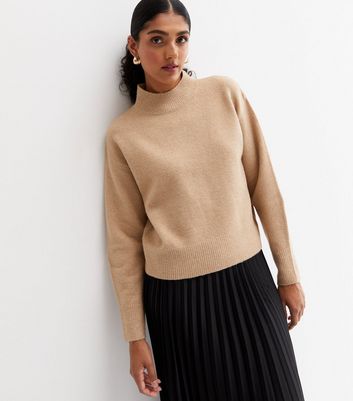 New Look Women's Camel High Neck Boxy Jumper - S