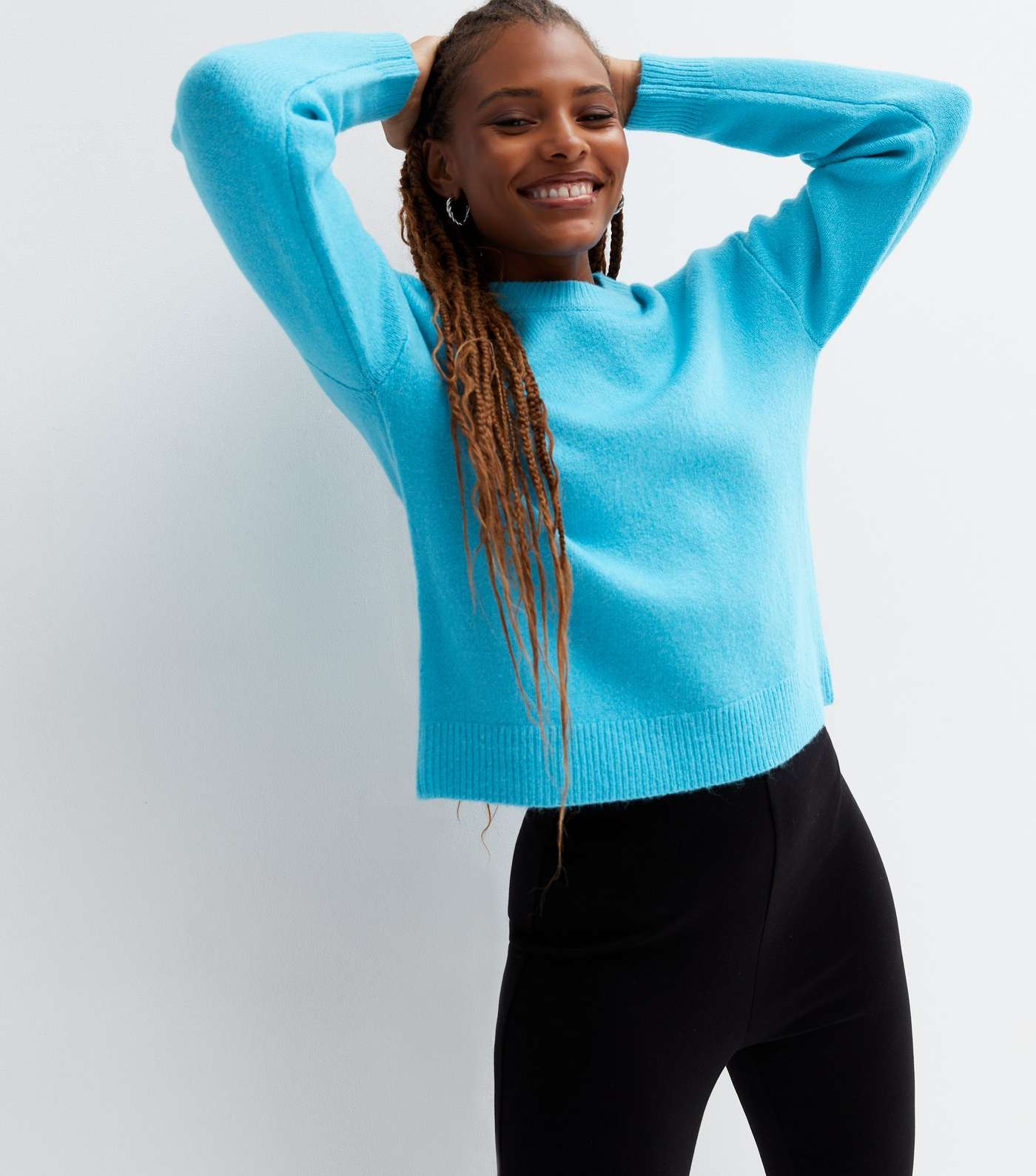 Turquoise Knit Crew Neck Jumper