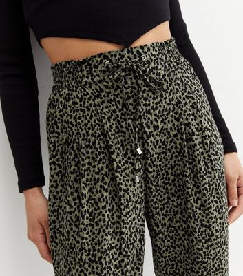 green leopard joggers