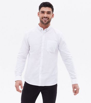 Men's White Long Sleeve Oxford Shirt New Look