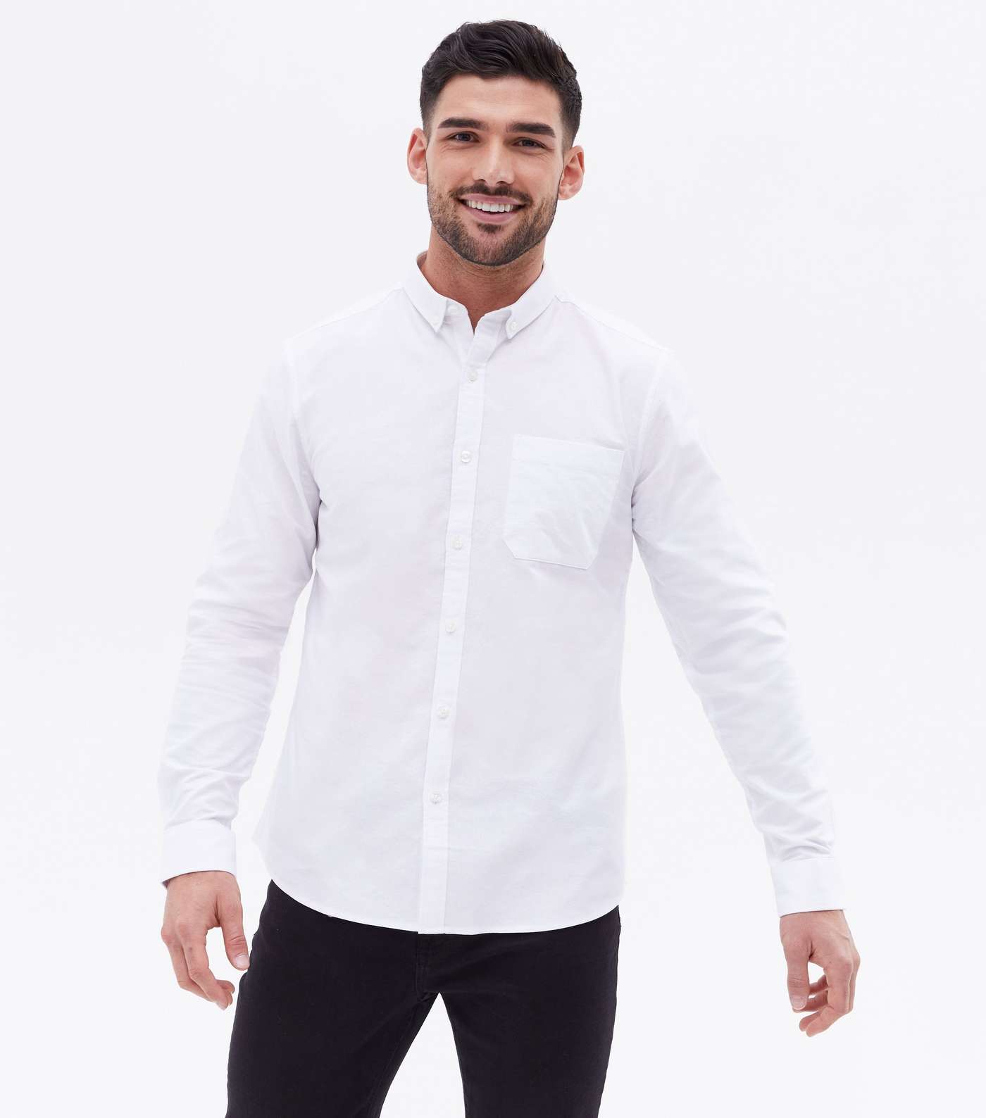 White Long Sleeve Oxford Shirt Image 2