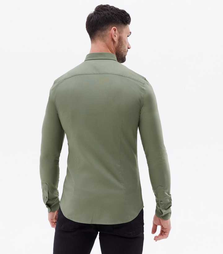 khaki muscle fit shirt