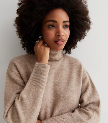 Mink Knit Roll Neck Long Jumper | New Look