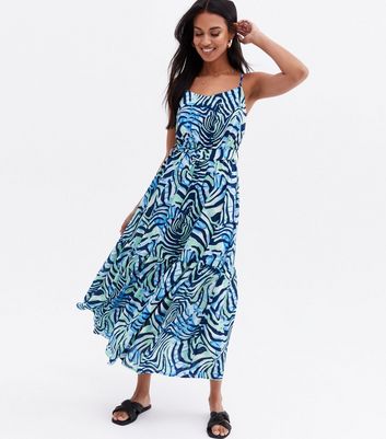 Click to view product details and reviews for Blue Vanilla Green Animal Print Belted Tiered Maxi Dress New Look.