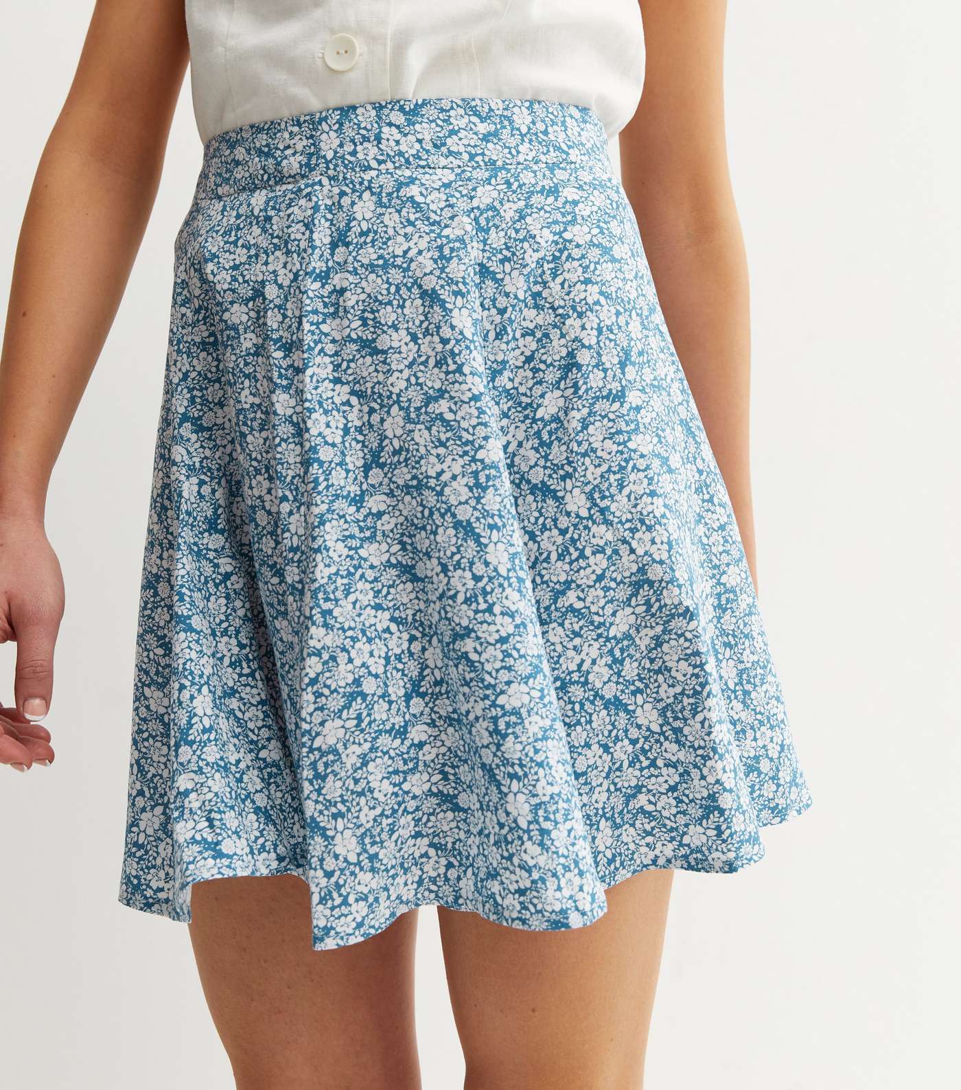 Blue Floral Flippy Mini Skirt Image 3