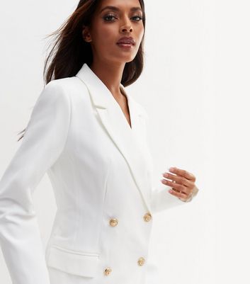 Long white blazer womens hotsell